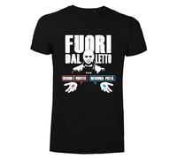 T-Shirt Aldo Giovanni e Giacomo Fuori dal Letto, Maglietta Nera con Stampa Grafica, Cotone (IT, Testo, S, XXL, Regular, Regular, Nera)