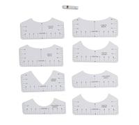 T - Shirt Alignment Ruler Set | 9Pcs DIY Centering Guide for Round - Neck/V - Neck/Family Shirts | PVC Sewing Ruler with Clear Scale, Shaped Design Tool