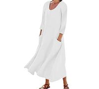 T-shirt alla moda con scollo a V abiti da donna 2024 vacanze estive a maniche lunghe prendisole a maniche corte da spiaggia primavera maglietta con tasche in lino tinta unita vestiti casual per