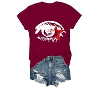 T-shirt alla moda con stampa a occhi grandi, maglietta alla moda Y2K, stampa con occhi grandi, scollo rotondo, vestibilità ampia, streetwear estivo, unisex, top casual, abbigliamento all'aperto