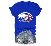 T-shirt alla moda con stampa a occhi grandi, maglietta alla moda Y2K, stampa con occhi grandi, scollo rotondo, vestibilità ampia, streetwear estivo, unisex, top casual, abbigliamento all'aperto, Blu