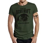 T-shirt alpinista: Quando la montagna chiama devo andare, oliva, L