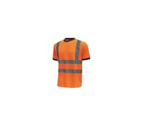 U-Power GLITTER, T-Shirt Classica Slim Fit, con Strisce Riflettenti, e Bordo Manica, Collo Elasticizzato a Costine, Tessuto Traspirante (Orange Fluo_2XL)