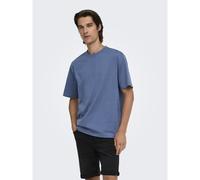 T-shirt ampia girocollo Blu S Tinta unita