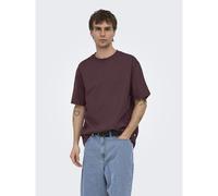 T-shirt ampia girocollo Marrone L Tinta unita