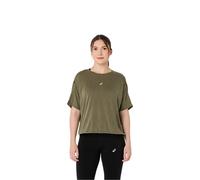 T-shirt Asics Nagino Run Top a manica corta verde da donna, Taglia L