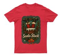 T-shirt Babbo Natale bloccata vacanze di Natale unisex regalo retrò...
