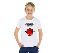 T-Shirt Bambini Maniche Corte Colore Bianco, Monsieur Costaud