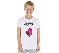 T-Shirt Bambini Maniche Corte Colore Bianco, Monsieur Glouton