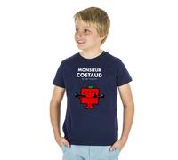 T-Shirt Bambini Ragazzo Maniche Corte Colore Blu Marino, Monsieur Costaud