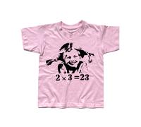 T-shirt bambino 2x3=23 stencil street art bimba capelli rossi trecce calze