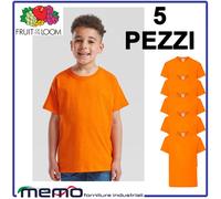 t shirt BAMBINO bimbo FRUIT OF THE LOOM maglia maglietta 100% cotone 5pezzi per