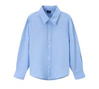 T Shirt Bambino - Camicia Bianca con Bottoni a Maniche Lunghe per Ragazzi e Bambini Stagione Primaverile e Autunnale (Blue 150)