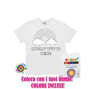 T-shirt bambino da colorare 8 COLORI PER TESSUTI INCLUSI stampa Andrà tutto bene
