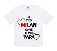 T-Shirt bambino Io tifo Milan come il mio papà idea regalo maglietta
