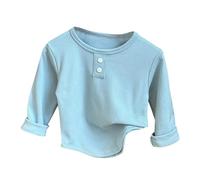 T Shirt Bambino Manica Corta Top - Canottiera per Bambini Autunno Nuovo Girocollo Manica Lunga Camicia Autunno Ragazze Biancheria Intima Calda Ragazzo Bambino Vestiti stranieri (Light Blue 6-7 Years)