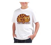 T-Shirt Bambino Ragazzo Cotone Basic Super vestibilità Top qualità - Gatto Giuliano - Kiss Me Licia - novità Fashion Divertenti Humor Youtuber Made in Italy (Bianco, 3-4)