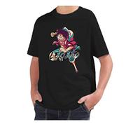 T-Shirt Bambino Ragazzo Cotone Basic Super vestibilità Top qualità - Luffy The Legend One - Made in Italy (12-14 Anni,Nera)