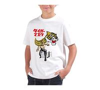 T-Shirt Bambino Ragazzo Cotone Basic Super vestibilità Top qualità - l'Uomo Tigre Modello 2- novità Fashion Divertenti Humor Youtuber Made in Italy (Bianco, 5-6 Anni)