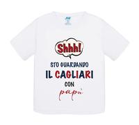T-Shirt bambino Shh sto guardando il Cagliari con papà idea regalo maglietta