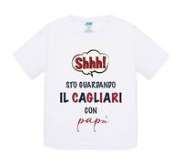 T-shirt bambino Shh sto guardando il Cagliari con papà Manica Corta