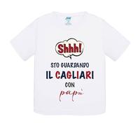 T-shirt bambino Shh sto guardando il Cagliari con papà Manica Corta (9/11 anni)