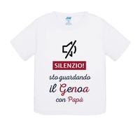 T-Shirt bambino Silenzio sto guardando il Genoa con papà idea regalo maglietta