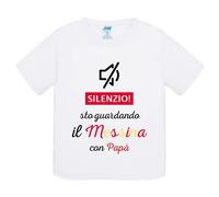 T-Shirt bambino Silenzio sto guardando il Messina con papà idea regalo maglietta