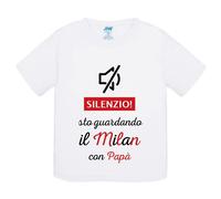 T-Shirt bambino Silenzio sto guardando il Milan con papà idea regalo maglietta