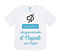 T-Shirt bambino Silenzio sto guardando il Napoli con papà idea regalo maglietta