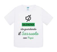 T-Shirt bambino Silenzio sto guardando il Sassuolo con papà idea regalo tshirt