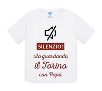 T-Shirt bambino Silenzio sto guardando il Torino con papà idea regalo maglietta