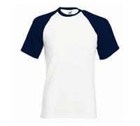 T-Shirt Baseball A Maniche Corte Fruit of the Loom In Cotone Con Contrasto