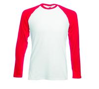 T-Shirt Baseball A Maniche Lunghe Con Contrasto Fruit of the Loom Cotton