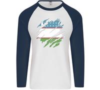 T-Shirt Baseball L/S Della Bandiera Dell'Uzbekistan Per Uomo