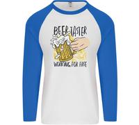 T-Shirt Baseball L/S Divertente Uomo Alcohol Beer Taster Lavorando Gratis