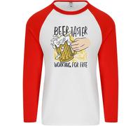 T-Shirt Baseball L/S Divertente Uomo Alcohol Beer Taster Lavorando Gratis