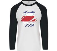 T-Shirt Baseball L/S Uomo Della Bandiera Costa Rica Rican Day