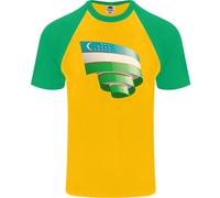 T-Shirt Baseball S/S Con Bandiera Dell'Uzbekistan Curva Uomo