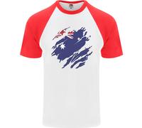 T-Shirt Baseball S/S Da Uomo Bandiera Dell'Australia Giorno Australiano