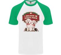 T-Shirt Baseball S/S Divertente Babbo Natale Maltese Di Natale Uomo