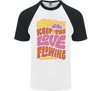 T-Shirt Baseball S/S Divertente Hippy Pace Uomo Keep The Love Flowing