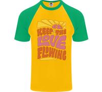 T-Shirt Baseball S/S Divertente Hippy Pace Uomo Keep The Love Flowing