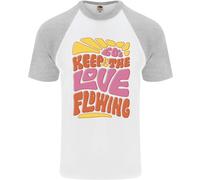 T-Shirt Baseball S/S Divertente Hippy Pace Uomo Keep The Love Flowing