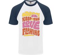 T-Shirt Baseball S/S Divertente Hippy Pace Uomo Keep The Love Flowing