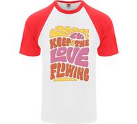 T-Shirt Baseball S/S Divertente Hippy Pace Uomo Keep The Love Flowing