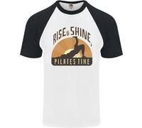 T-Shirt Baseball S/S Divertente Per Uomini Yoga Rise And Shine Pilates