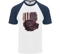 T-Shirt Baseball S/S Per Uomo Con Bandiera Degli Stati Uniti Labrador Americano