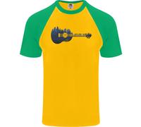 T-Shirt Baseball S/S Per Uomo Musicista Di Chitarra Ukulele Forest