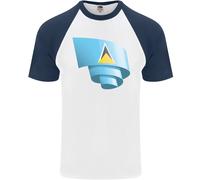 T-Shirt Baseball S/S Uomo Con Bandiera Di Saint Lucia Per Il Lucian Day